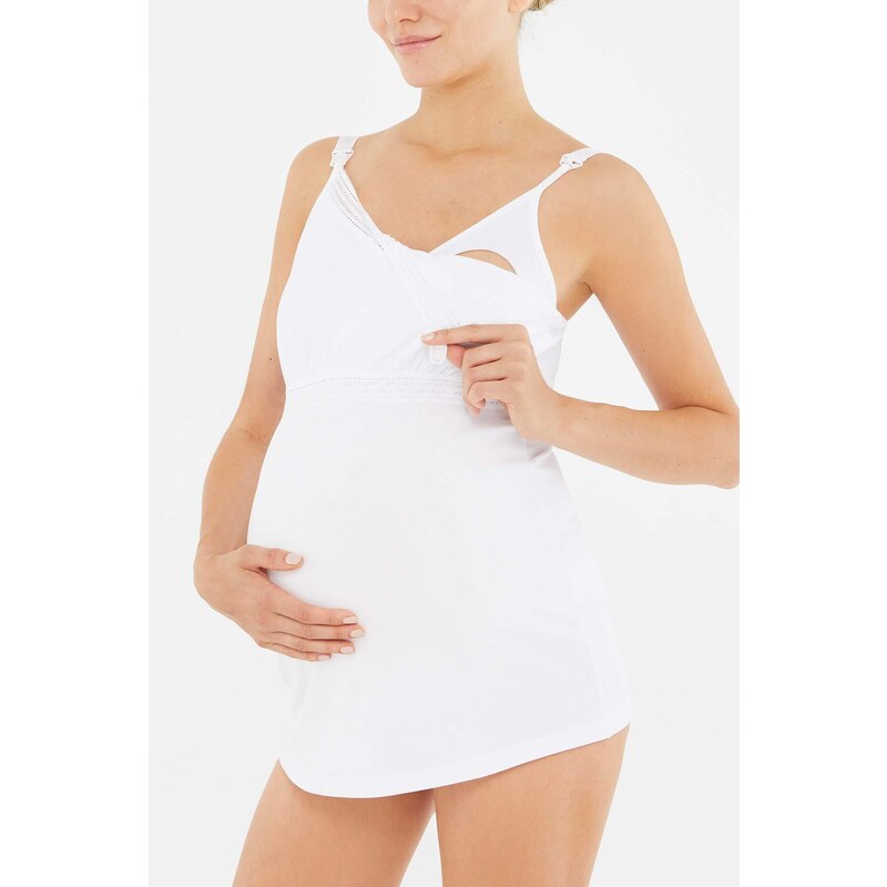 Dagi White Postpartum Nursing Undershirt