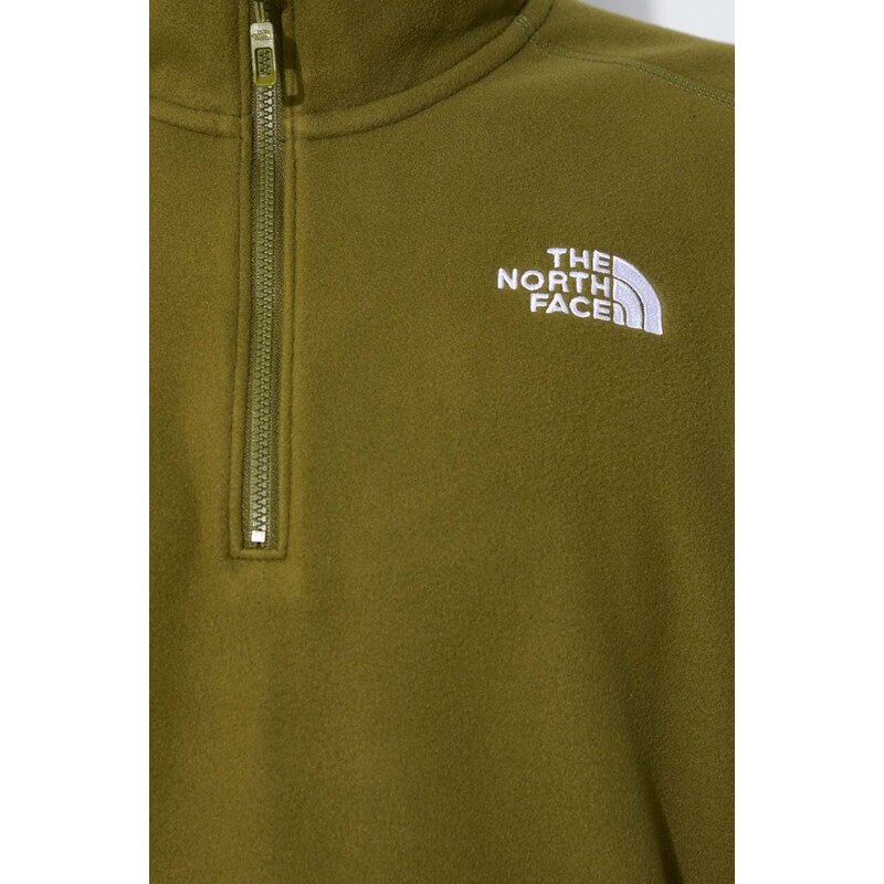 Sportovní mikina The North Face M 100 Glacier 1/4 Zip zelená barva, NF0A855WPIB1