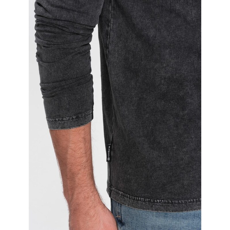 Ombre Clothing Nadčasové černé bavlněné tričko V4 LSWL-0103
