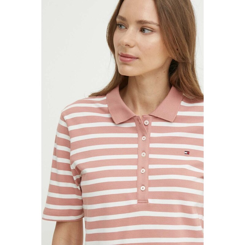 Polo tričko Tommy Hilfiger růžová barva