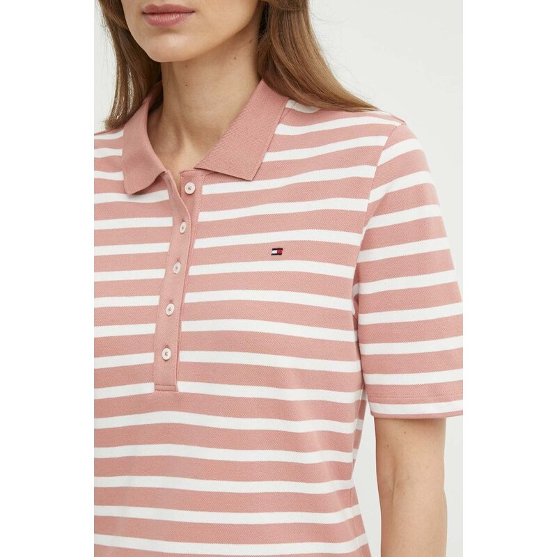 Polo tričko Tommy Hilfiger růžová barva