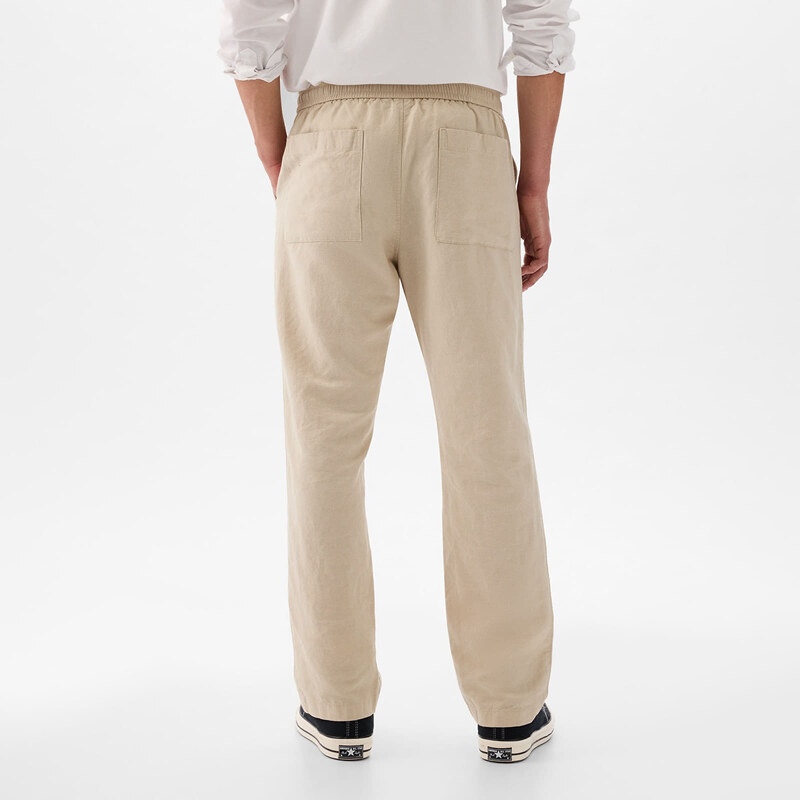 Pánské kalhoty GAP Linen Pull On Pants Regular Grey