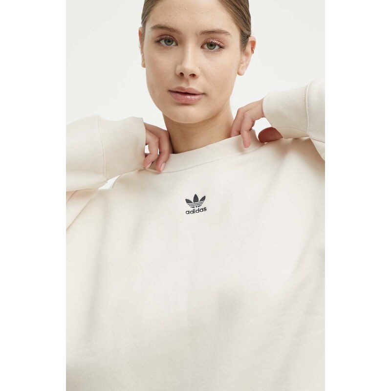 Mikina adidas Originals dámská, béžová barva, hladká