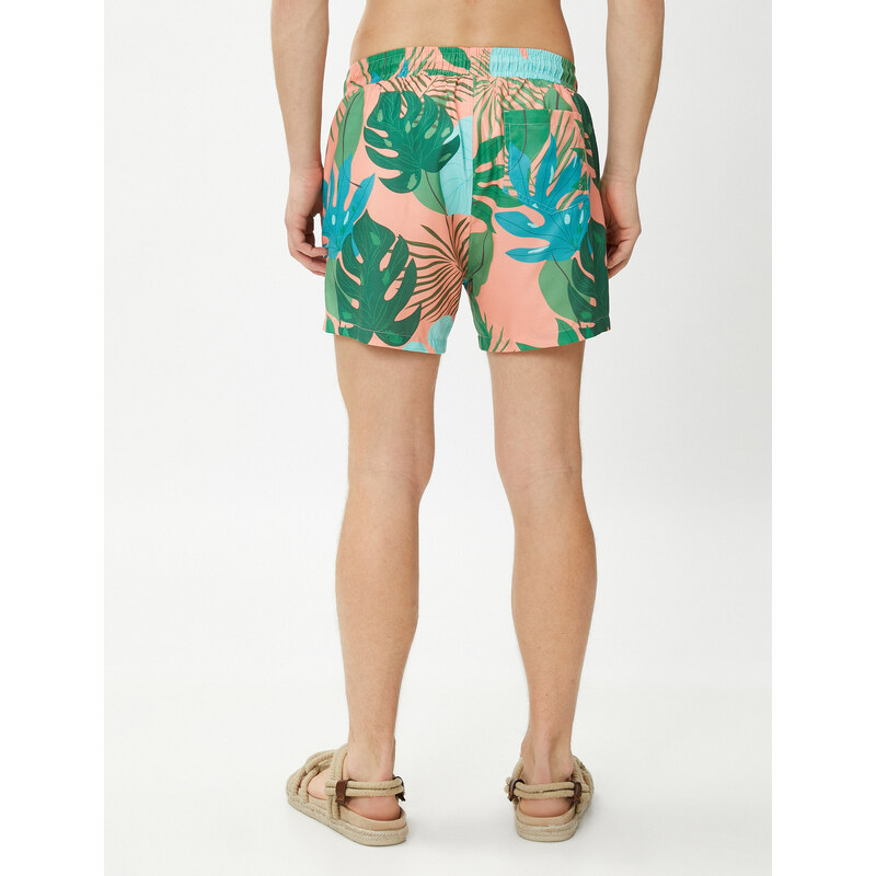 Koton Marine Shorts with a Tropical Print Tie Waist, Pocket Detailed.