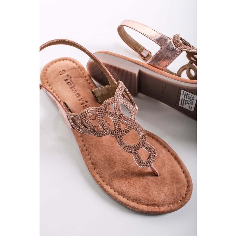 Tamaris Bronzové kožené sandály 1-28125