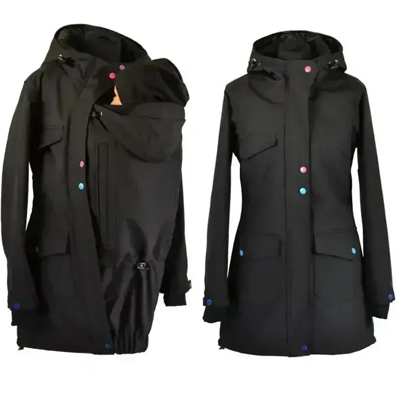 Shara Softshellový nosící kabát černý s hladícími kapsami ve vsadce