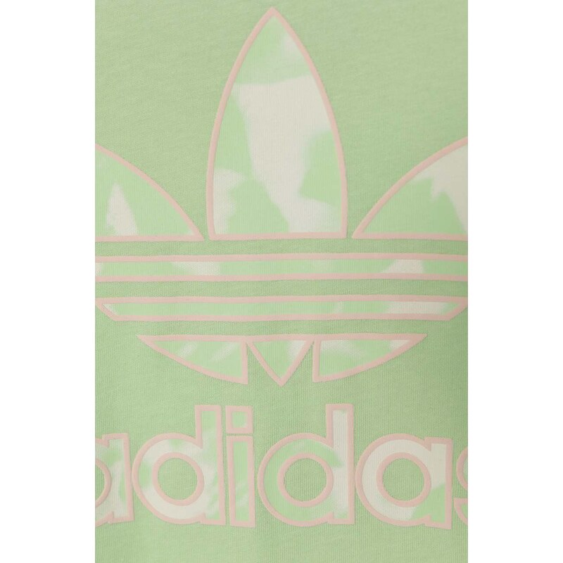 Dětské bavlněné tričko adidas Originals zelená barva, s aplikací