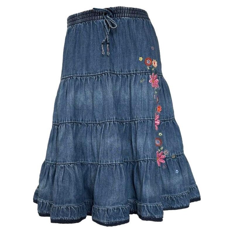 Dětská džínová sukně s kytičkami Place
