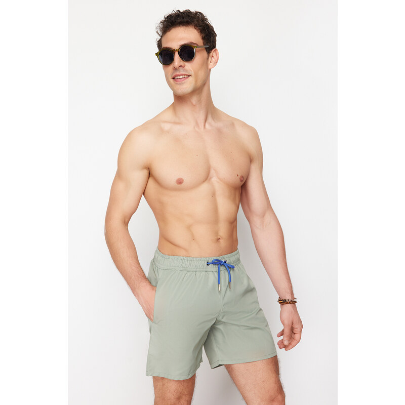 Trendyol Light Khaki Basic Standard Size Swim Shorts