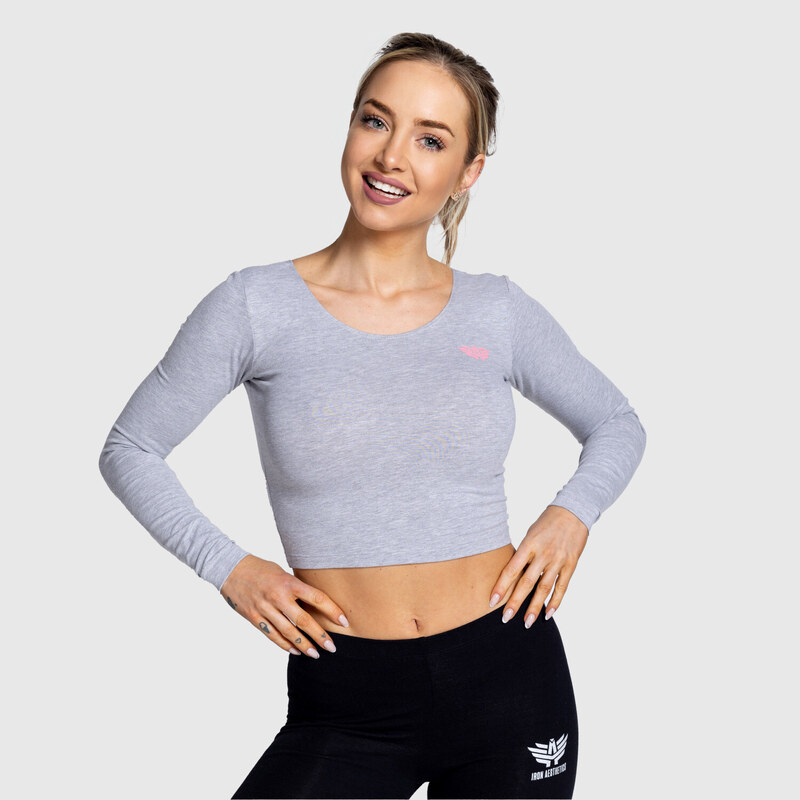 Sportovní crop top Iron Aesthetics Long Crop Chic, šedý