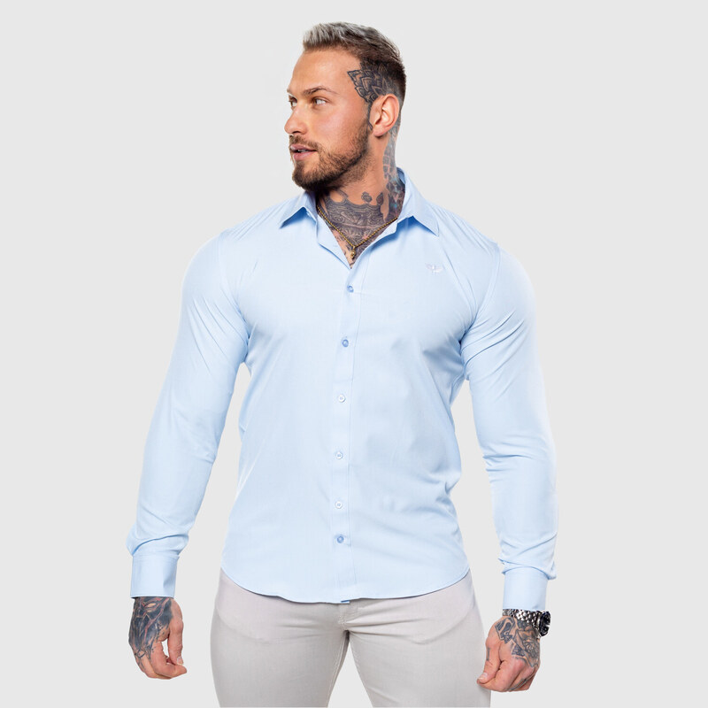 Strečová košile Iron Aesthetics Slim Stretch, světlemodrá