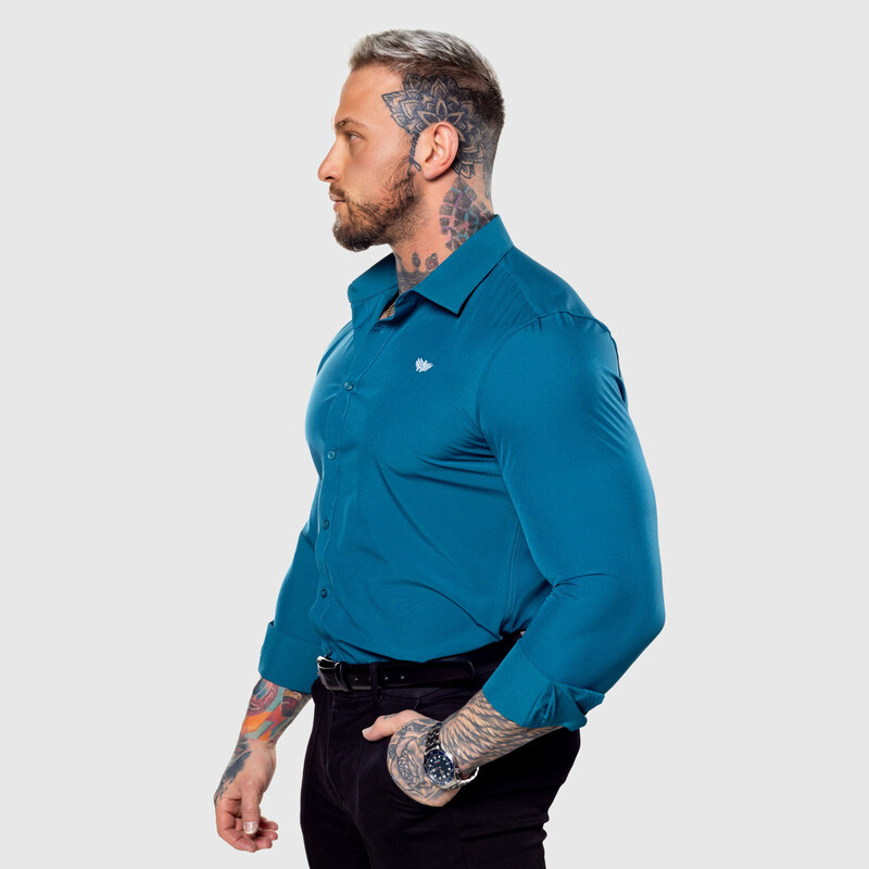 Strečová košile Iron Aesthetics Slim Stretch, smaragdová