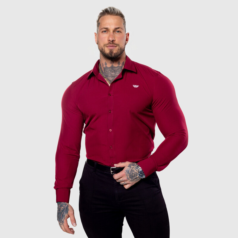 Strečová košile Iron Aesthetics Slim Stretch, bordová