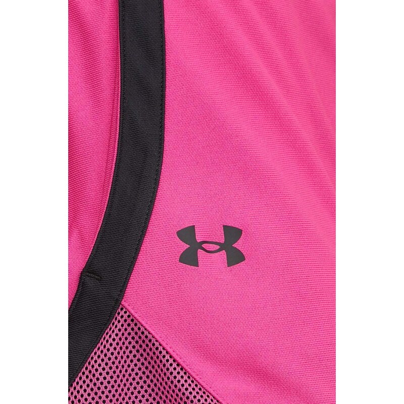 Tréninkové šortky Under Armour dámské, růžová barva, s potiskem, high waist