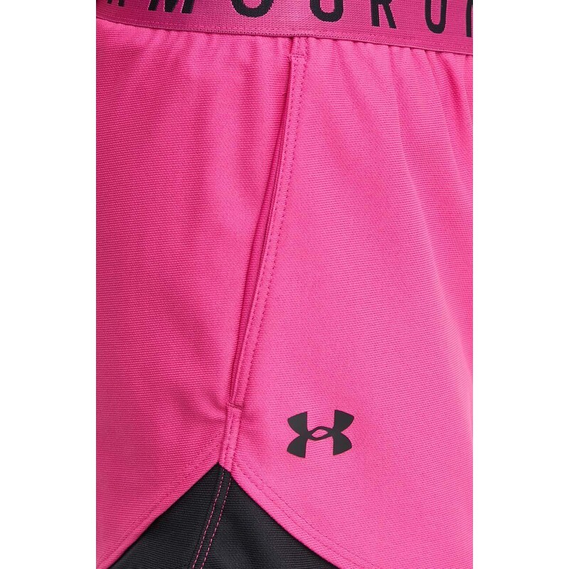 Tréninkové šortky Under Armour Play Up 3.0 růžová barva, s potiskem, medium waist