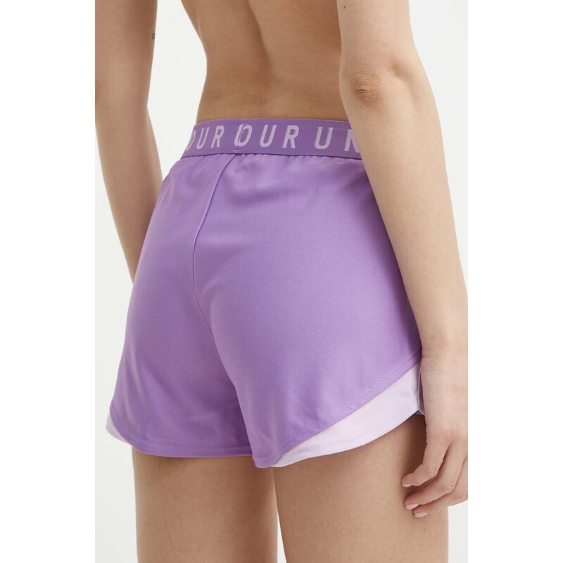 Tréninkové šortky Under Armour Play Up 3.0 fialová barva, s potiskem, medium waist