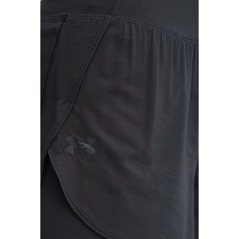Tréninkové šortky Under Armour Flex černá barva, hladké, high waist