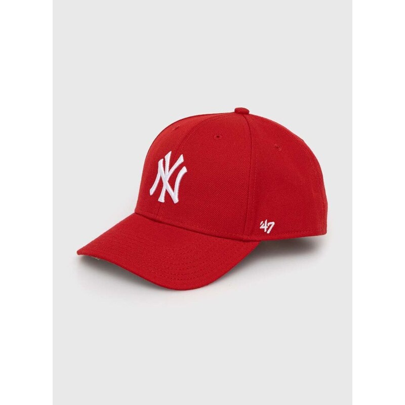 Dětská baseballová čepice 47brand MLB New York Yankees červená barva, s aplikací, BMVP17WBV