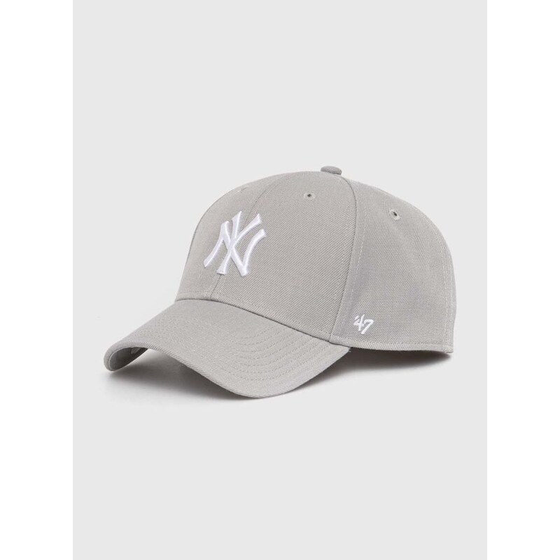 Dětská baseballová čepice 47brand MLB New York Yankees šedá barva, s aplikací, BMVP17WBV