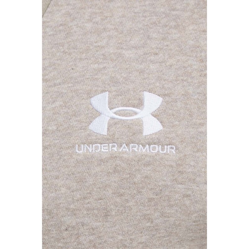 Mikina Under Armour pánská, béžová barva, s kapucí, vzorovaná