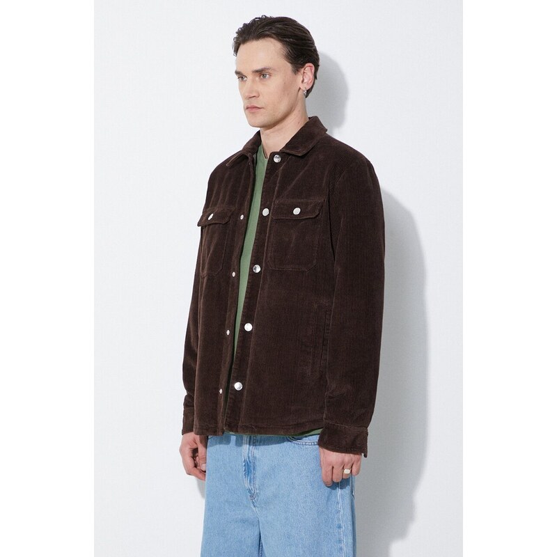 Manšestrová bunda A.P.C. Blouson Alex hnědá barva, přechodná, COGVV.H02625.CAE