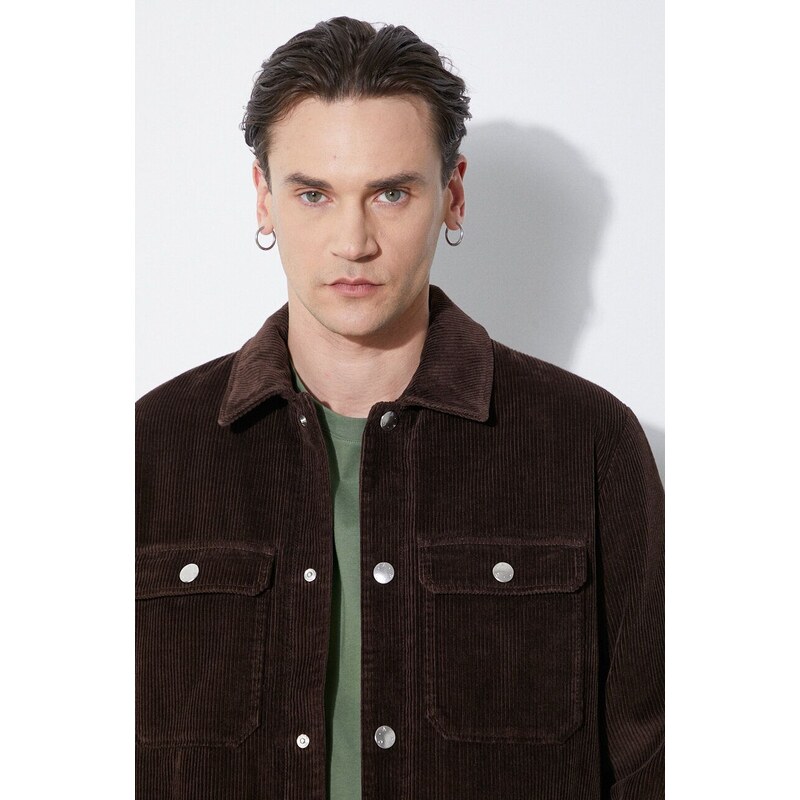 Manšestrová bunda A.P.C. Blouson Alex hnědá barva, přechodná, COGVV.H02625.CAE