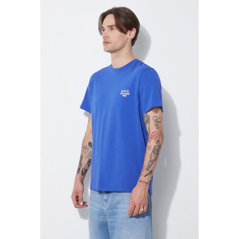 Bavlněné tričko A.P.C. t-shirt raymond s aplikací, COEZC-H26840