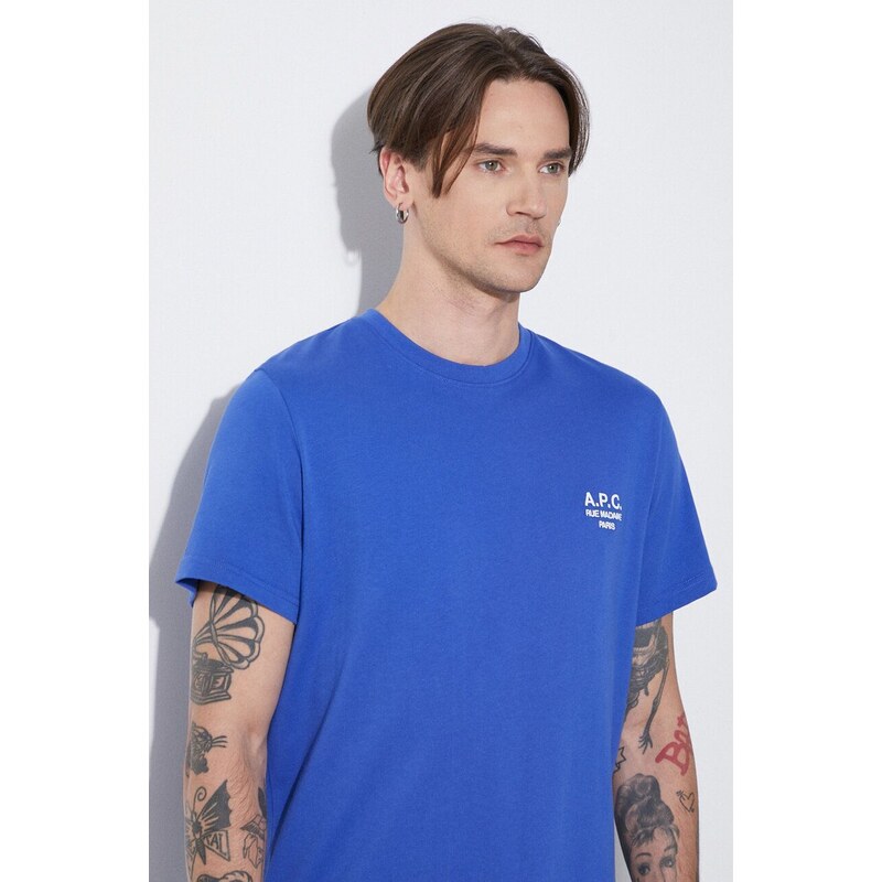 Bavlněné tričko A.P.C. t-shirt raymond s aplikací, COEZC-H26840