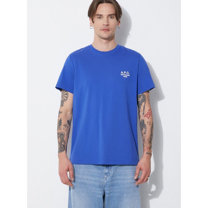 Bavlněné tričko A.P.C. t-shirt raymond s aplikací, COEZC-H26840