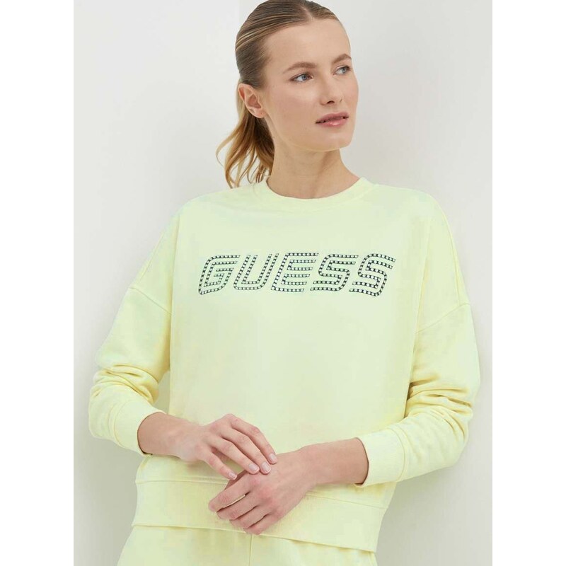 Mikina Guess SKYLAR dámská, zelená barva, s aplikací, V4GQ07 K8802