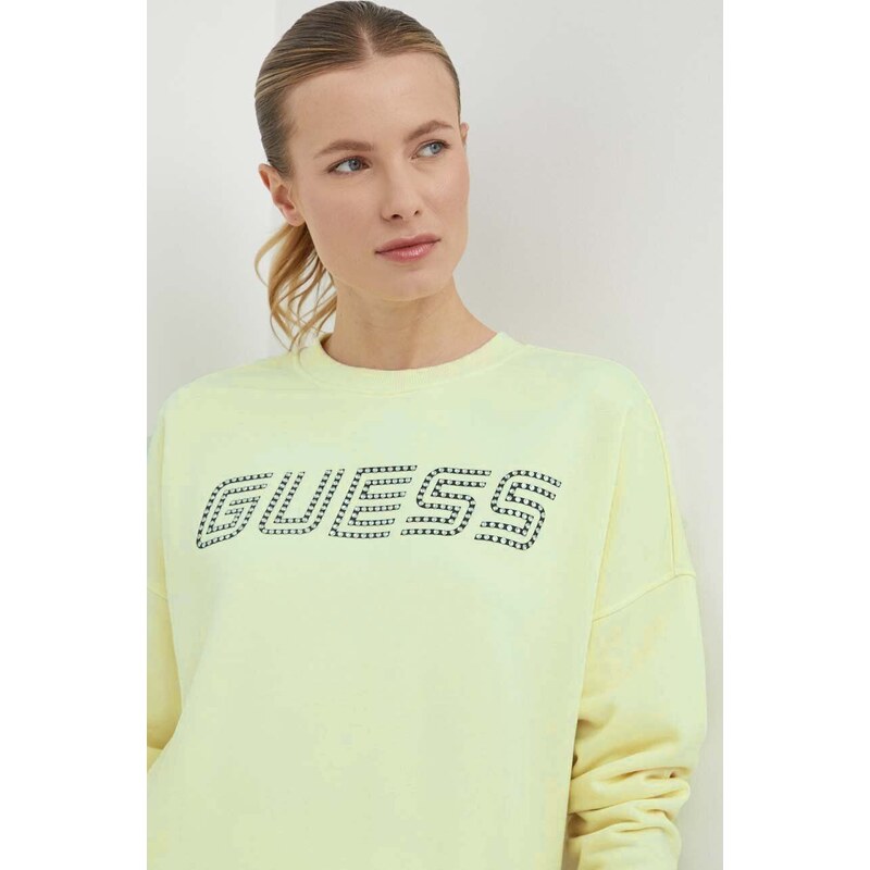 Mikina Guess SKYLAR dámská, zelená barva, s aplikací, V4GQ07 K8802