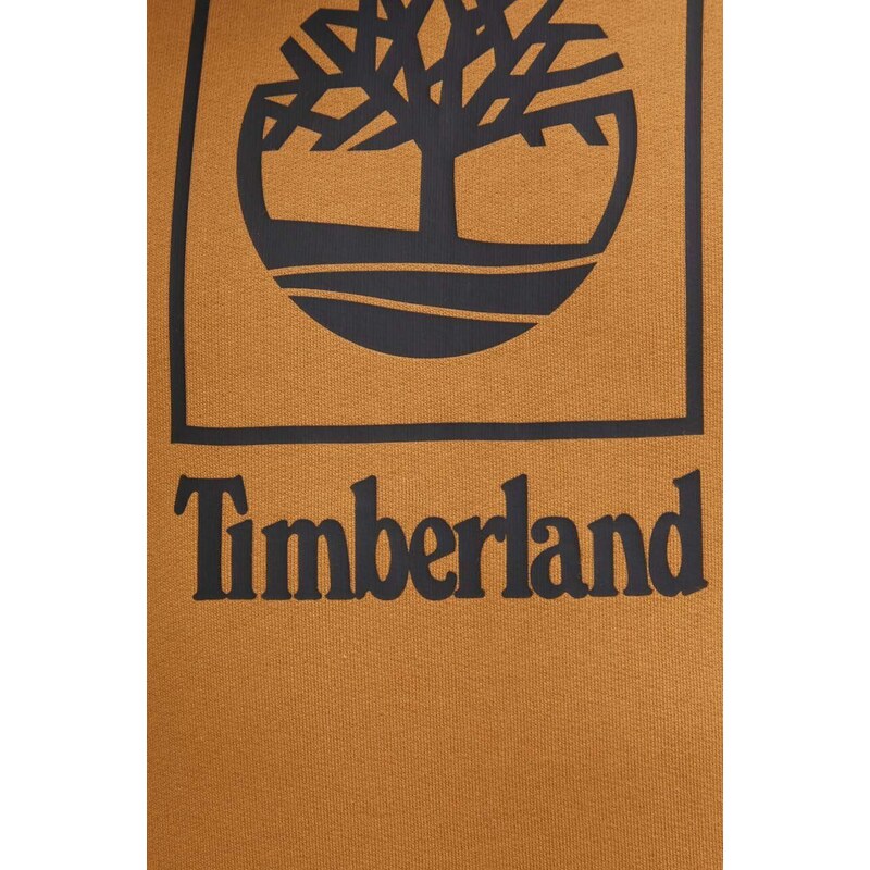Mikina Timberland pánská, hnědá barva, s kapucí, s potiskem, TB0A5QV6P471