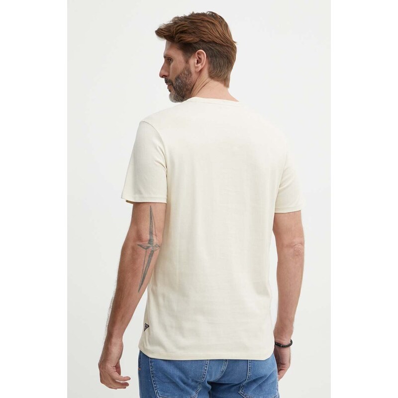 Bavlněné tričko Guess béžová barva, s aplikací, M4GI49 KBW41