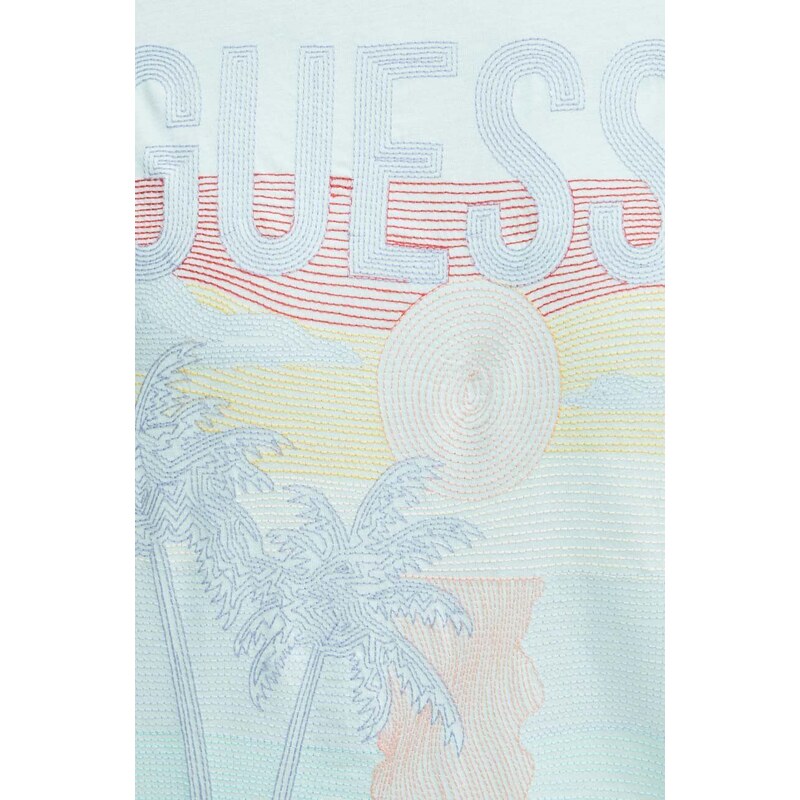Bavlněné tričko Guess tyrkysová barva, s aplikací, M4GI15 I3Z14