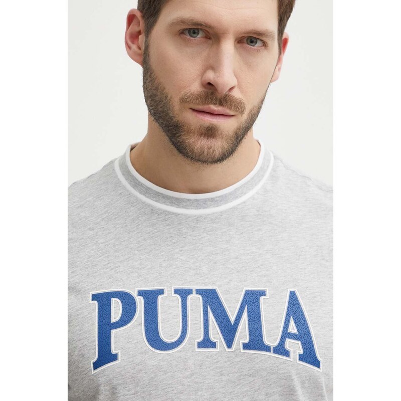 Bavlněné tričko Puma SQUAD šedá barva, s aplikací, 678967