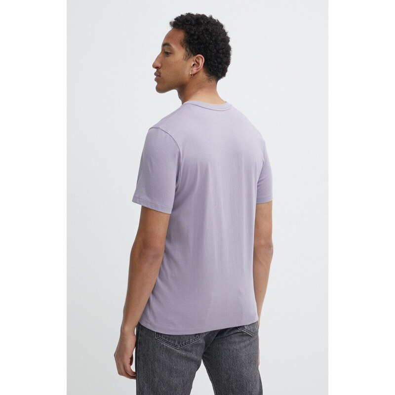 Bavlněné tričko Timberland fialová barva, s potiskem, TB0A5UPQEG71