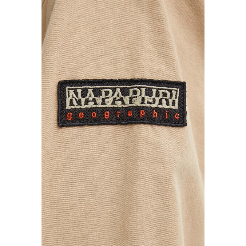 Bavlněná košile Napapijri A-Boyd béžová barva, relaxed, s klasickým límcem, NP0A4HO8N1E1