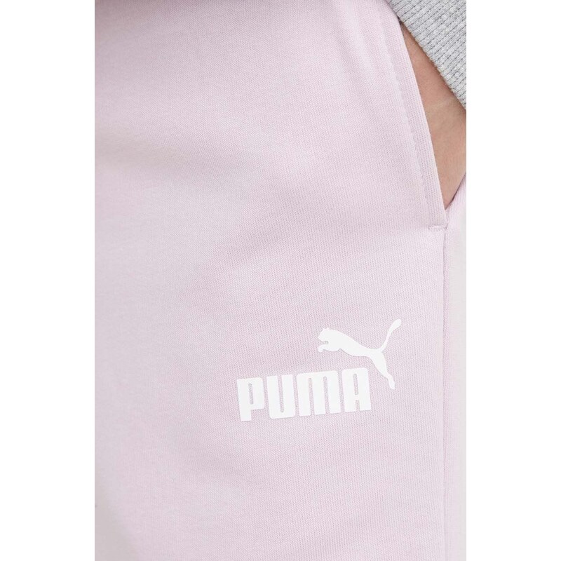 Tepláky Puma růžová barva, hladké, 586843