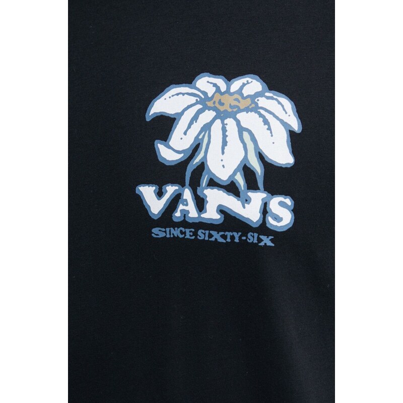 Bavlněné tričko Vans černá barva, s potiskem