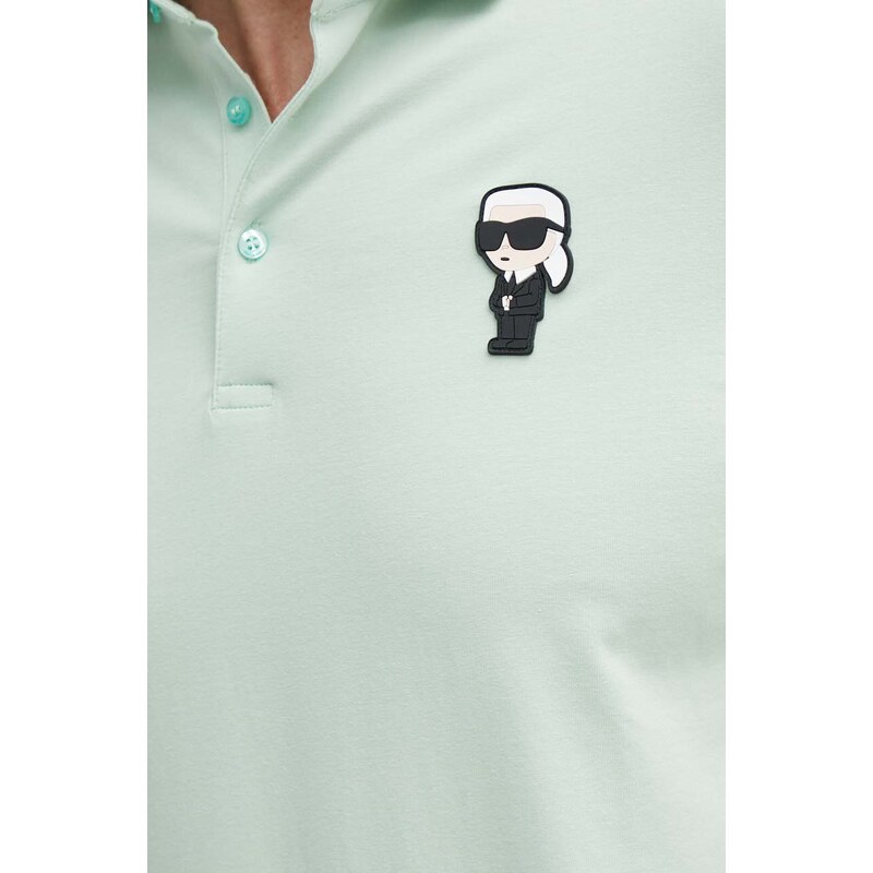 Polo tričko Karl Lagerfeld tyrkysová barva, 542221.745022