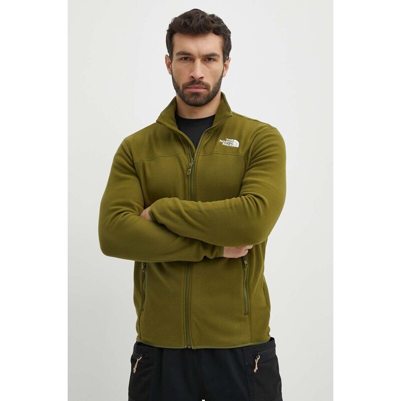 Sportovní mikina The North Face M 100 Glacier Full Zip zelená barva, NF0A855XPIB1