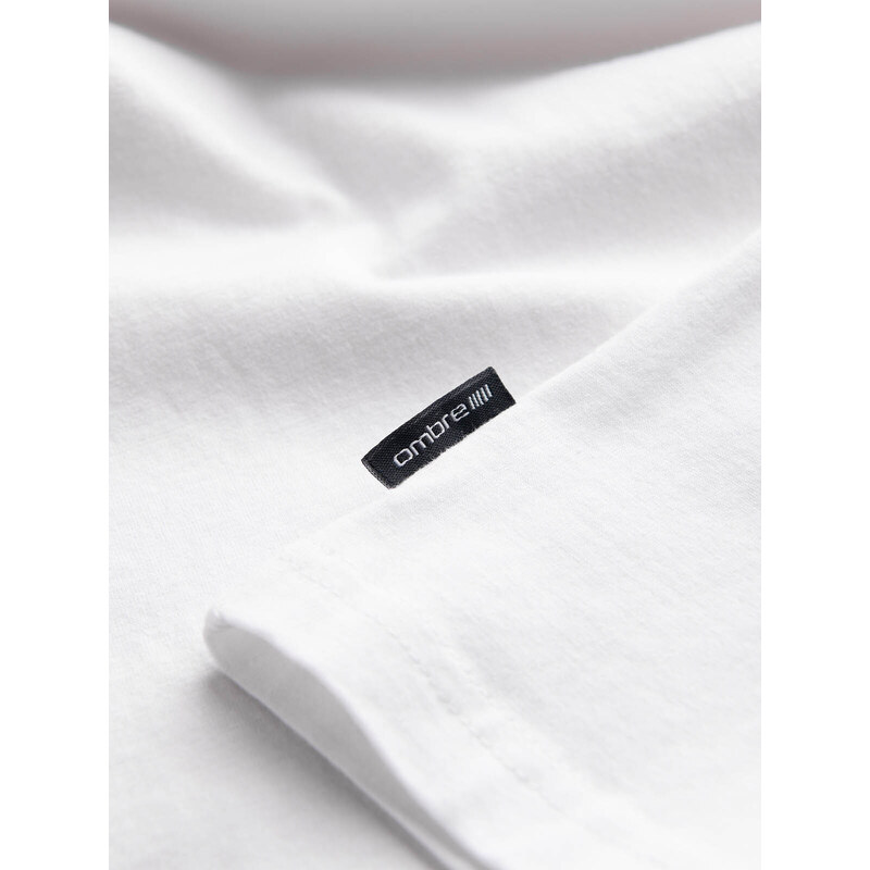 Ombre Clothing Pánské klasické bavlněné tričko BASIC - bílé V14 OM-TSBS-0146