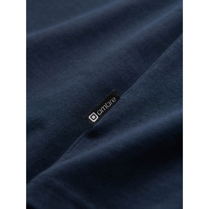 Ombre Clothing Pánské tričko V-NECK s elastanem - tmavě modré V2 OM-TSCT-0106