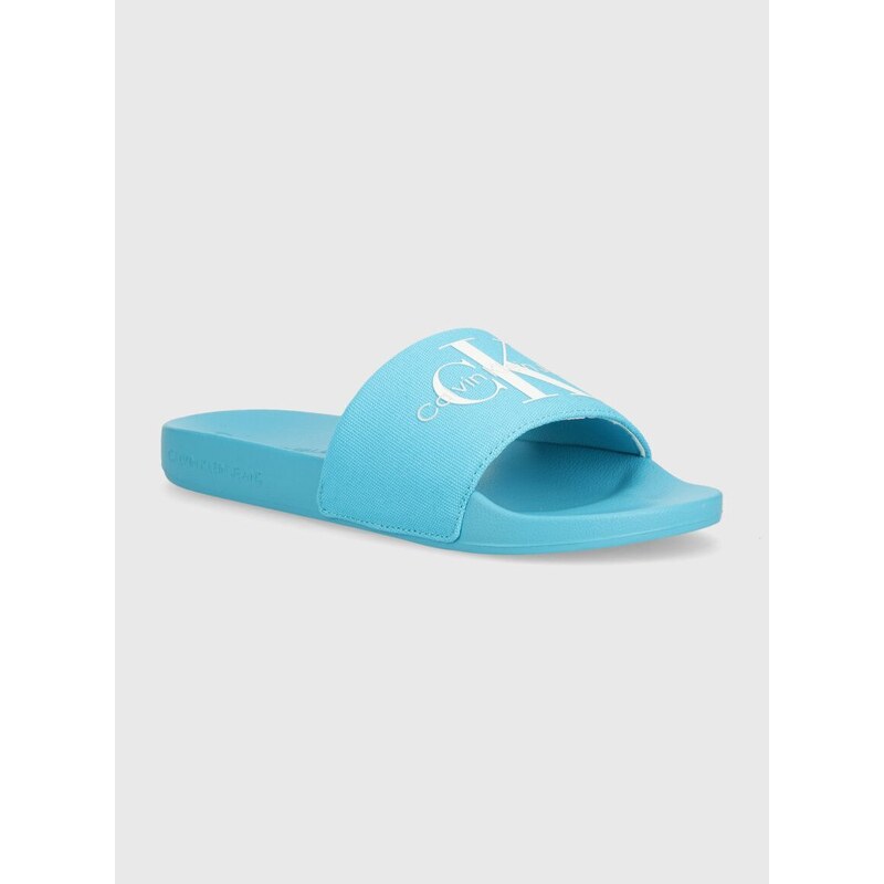 Pantofle Calvin Klein Jeans SLIDE MONOGRAM CO dámské, bílá barva, YW0YW00103