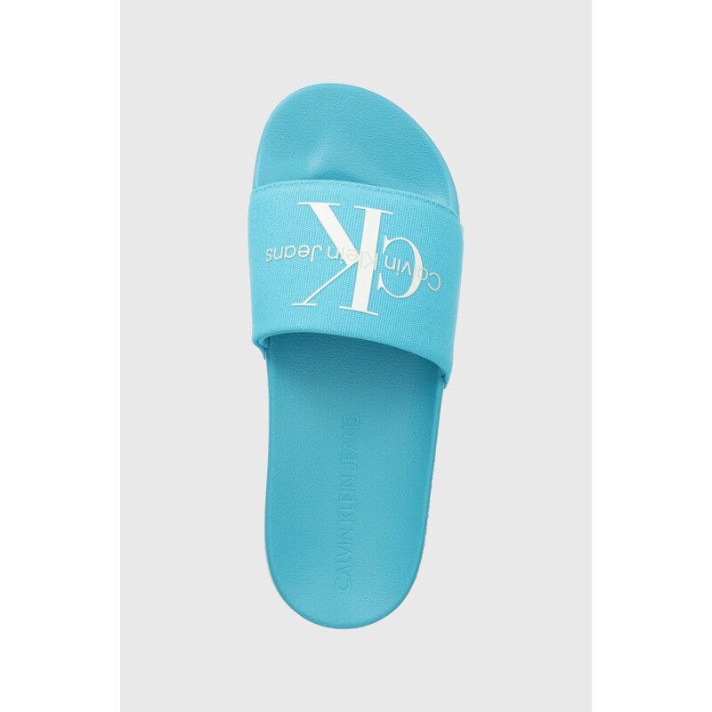 Pantofle Calvin Klein Jeans SLIDE MONOGRAM CO dámské, bílá barva, YW0YW00103