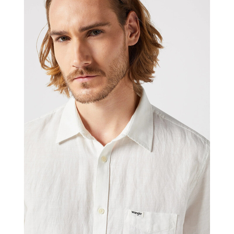 Pánská Košile Wrangler Ss 1 Pkt Shirt Worn White