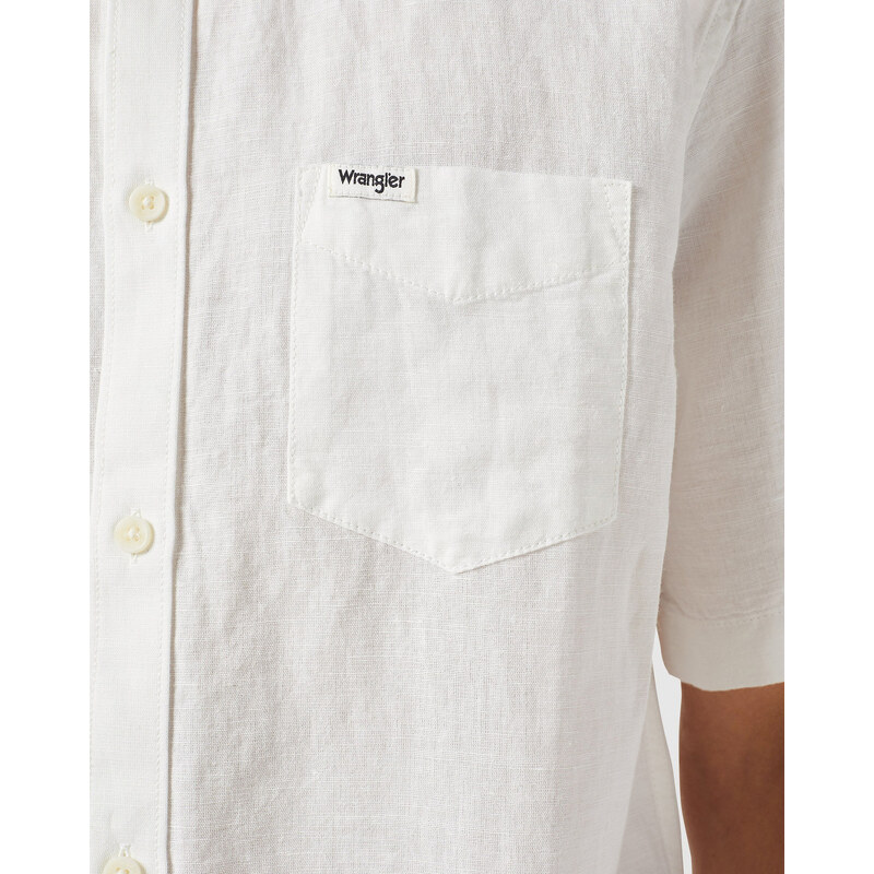 Pánská Košile Wrangler Ss 1 Pkt Shirt Worn White