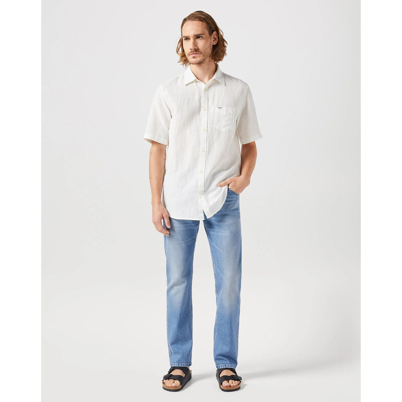 Pánská Košile Wrangler Ss 1 Pkt Shirt Worn White