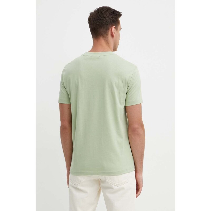 Bavlněné tričko Gant zelená barva, s aplikací
