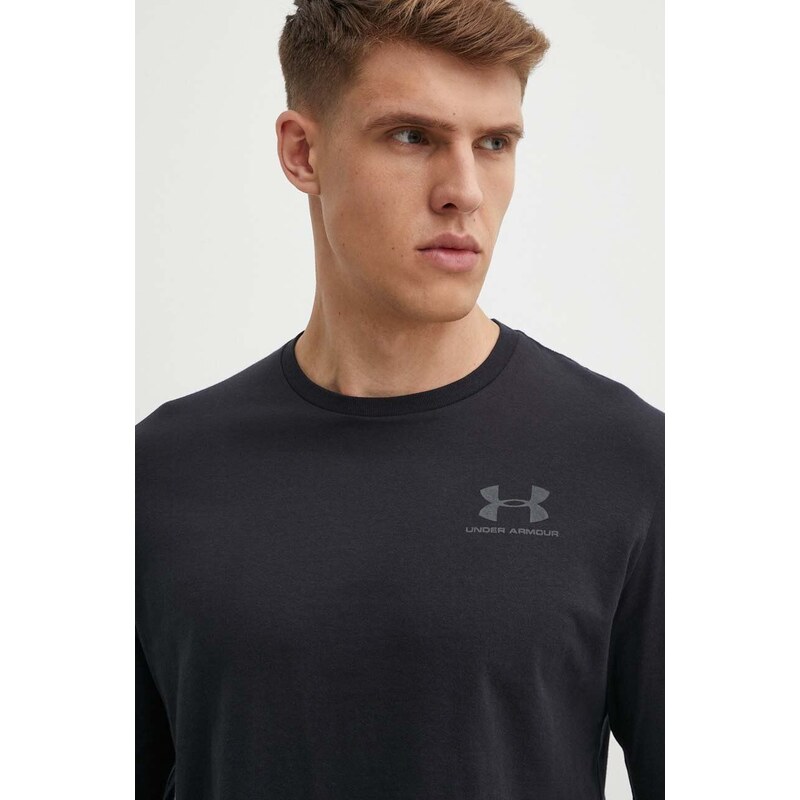 Tričko s dlouhým rukávem Under Armour pánské, černá barva, s potiskem, 1329585